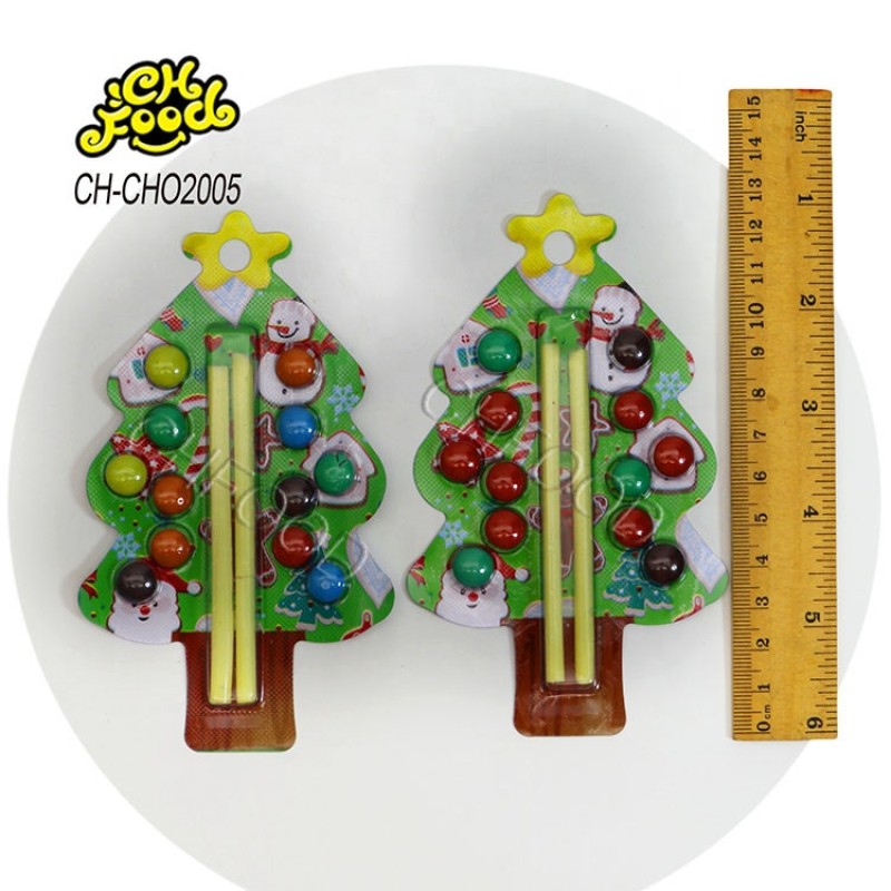 Christmas Candy Christmas Trees Shape Candy Toy for Kids Colorful Chocolate Bean with CC Stick Sour Powder Candy Sweets