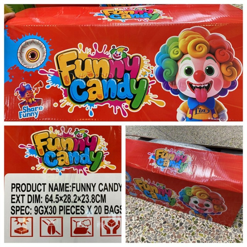 Wholesale Funny Clown Themed Gummy Candy Set with Novelty 3D Eyeball and Tongue Shapes Halal Sour Fruit Flavor Jelly Candy