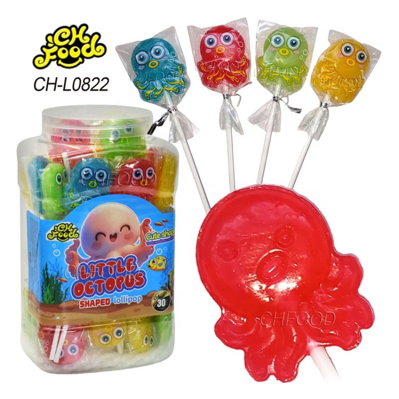 Wholesale Hot Selling Cartoon Marine Animal Crab Octopus Seahorse Turtle Shape Lollipop Hard Candy Sweets