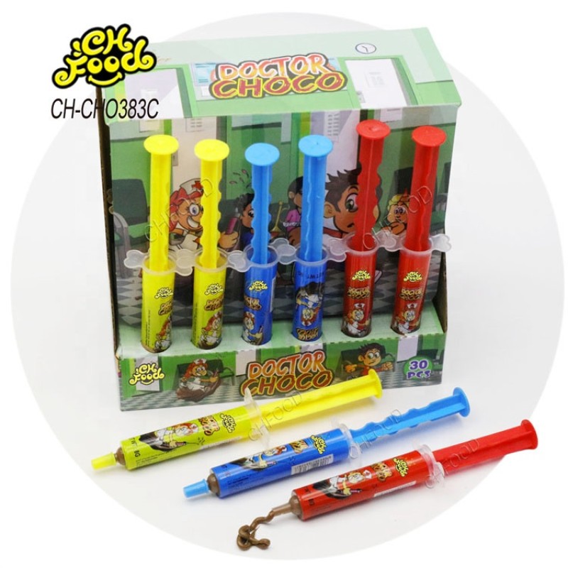 Wholesale and Custom Chocolate Jam Syringe Candy Toys for Kids Chocolate Pen Liquid Candy Sweets