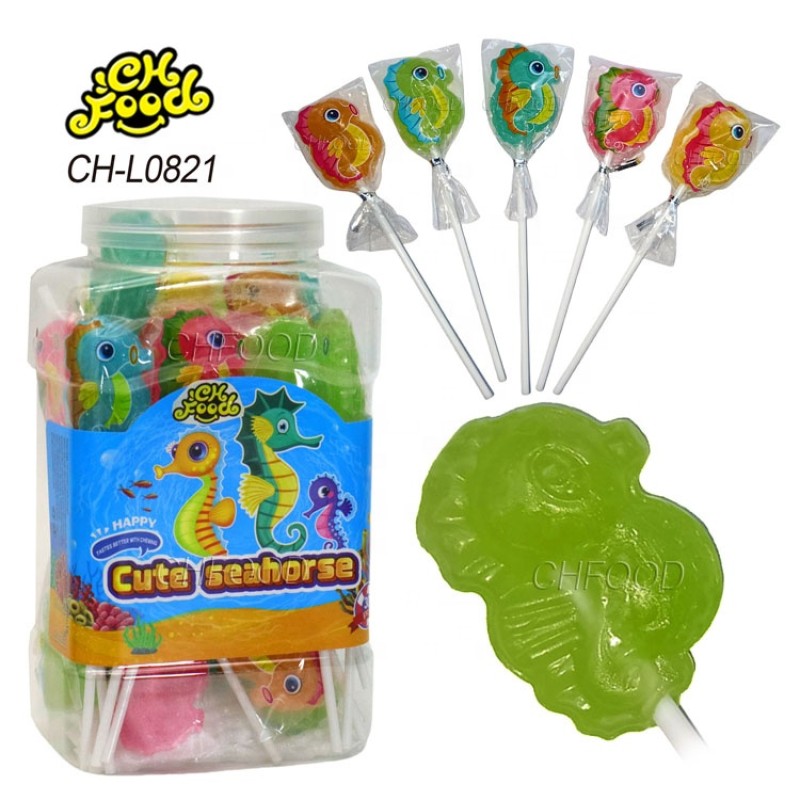 Wholesale Hot Selling Cartoon Marine Animal Crab Octopus Seahorse Turtle Shape Lollipop Hard Candy Sweets