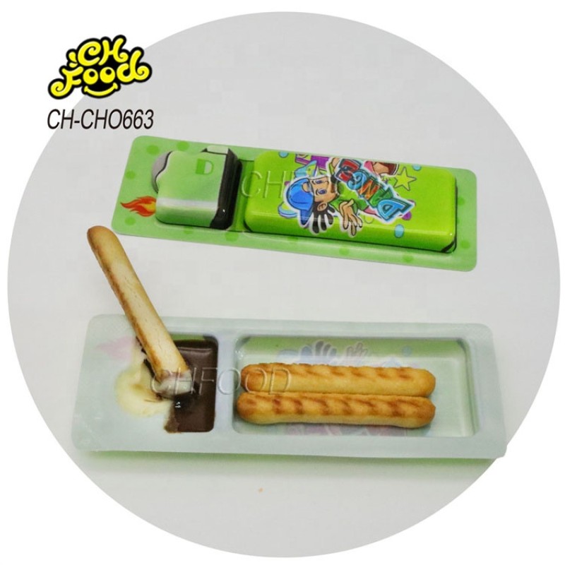 Halal Snack Wholesale and OEM Lighter Shape Chocolate With Biscute Cup Kids Chocolate and Biscuits
