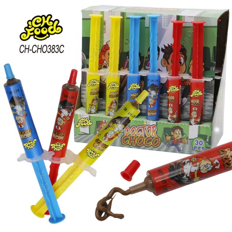 Wholesale and Custom Chocolate Jam Syringe Candy Toys for Kids Chocolate Pen Liquid Candy Sweets
