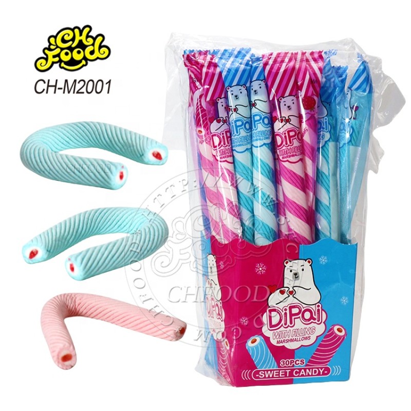 Hot Long Twist Stick Marshmallow Sweets OEM and Wholesale Halal Fruit Flavor Cotton Candy in China
