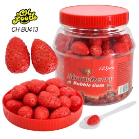 Manufacturer Hot Selling Wholesale OEM Fruit Flavor Strawberry-shaped  Bubble Gum Halal Chewing Gum Candy Sweets