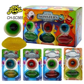 Low MOQ Wholesale Little Monsters Candy 3D Eyeball and Lip Shape Gummy Candy Sweets Easter Candy