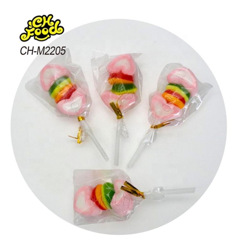 Custom Cheap Halal New Heart Shape Marshmallow with Hamburger Gummy Candy Valentine's Day Candies Fruit Flavor Cotton Candy