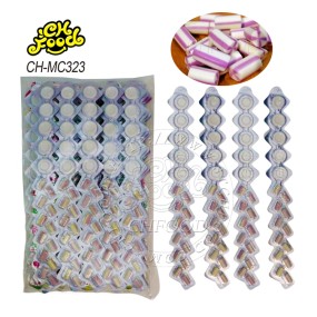 Wholesale Low MOQ Halal Cheap 2 in 1 Taro Flavored Chewy Candies Milk Tablet Candy Sweets Promotional Pressed Candies