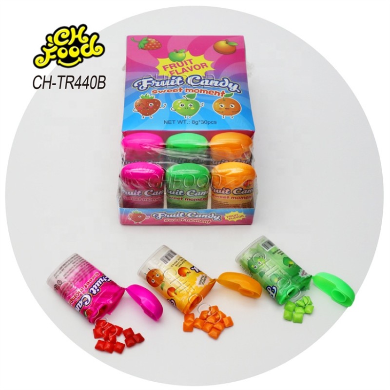 Wholesale Fruit Candy Packing in Small Bottle Square Mini Chewing Gum Candy Toy for Kids