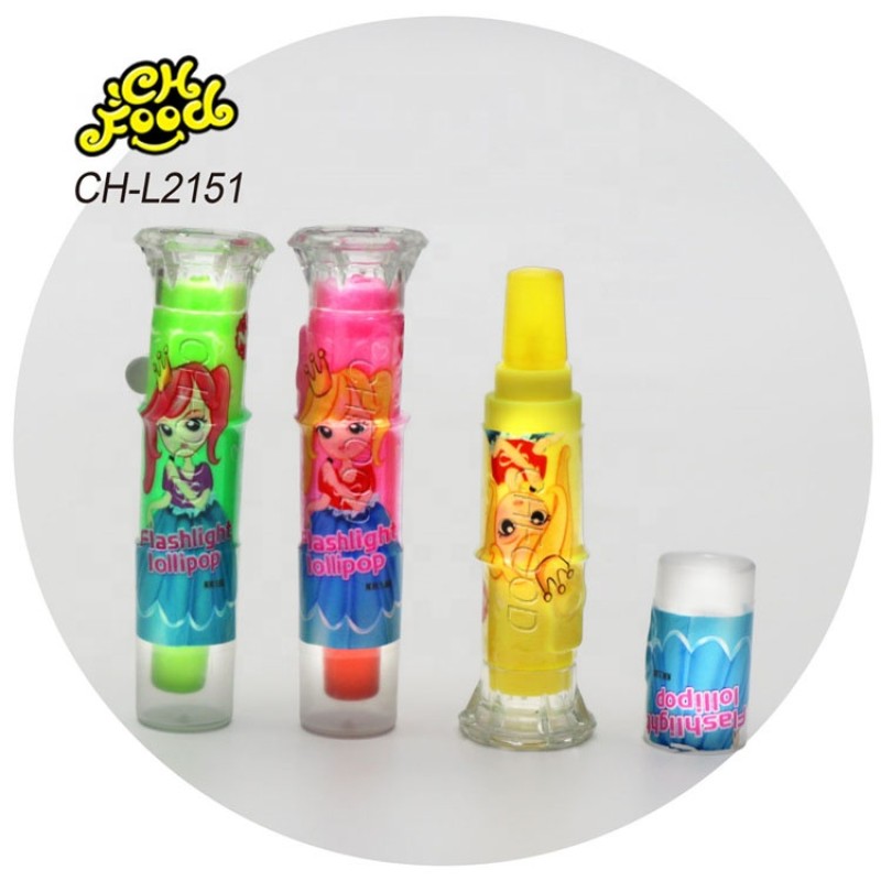 China Supplier Plastic Electric Light Toy Small Flashlight Toy Hard Candy Lollipop for Children Halal Kids Candy Snack