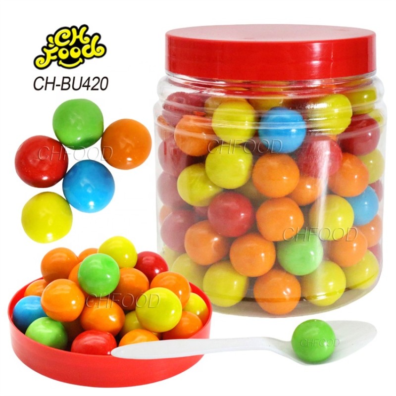 Manufacturer Wholesale OEM Fruit Flavor Multi-colored Ball Shape Bubble Gum Halal Chewing Gum Candy Sweets