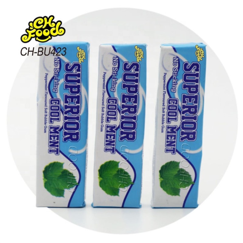 Hot Selling Superior Cool Mint Jelly Filled Bubble Gum Wholesale and Custom Chewing Gum Candy Sweets
