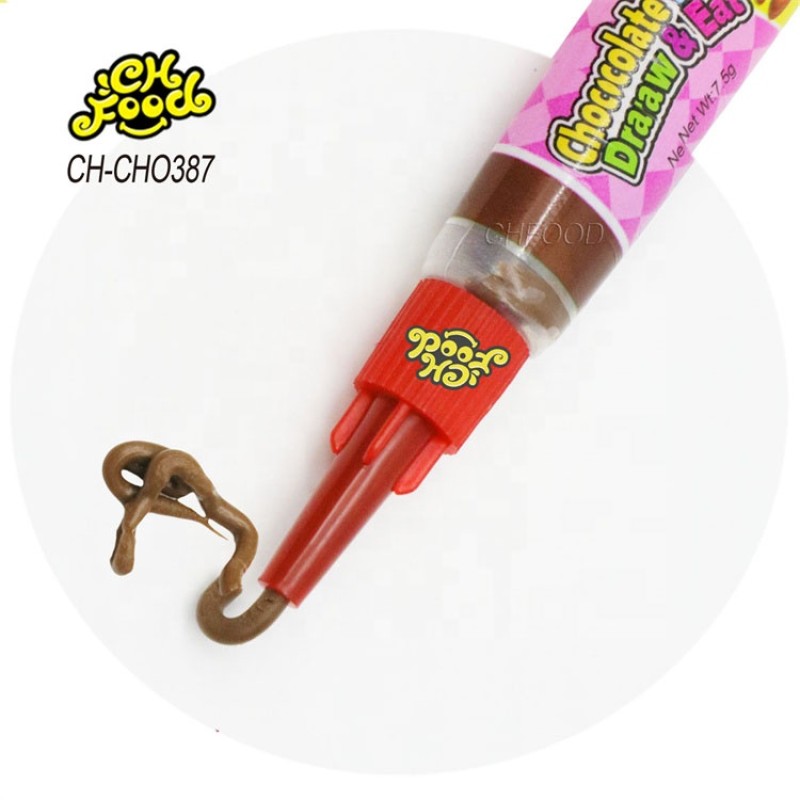 Wholesale and OEM Chocolate Jam Liquid Candy Pen Syringe Shape Toy Kids Halal Candy Sweets Custom