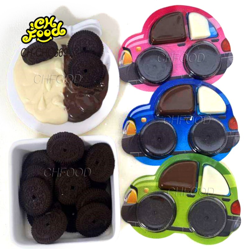 Wholesale New Item Halal Chocolate Jam with Mini Round Biscuits Car Shape Candy Toys for Kids Snack Food