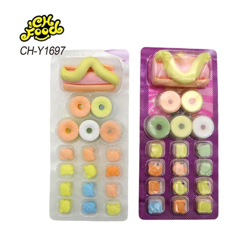 Hot New China Cheap Candy for Children Fruit Flavor Mini Bear and Whistle Tablet Candy with Marshmallow Soft Candy Sweets