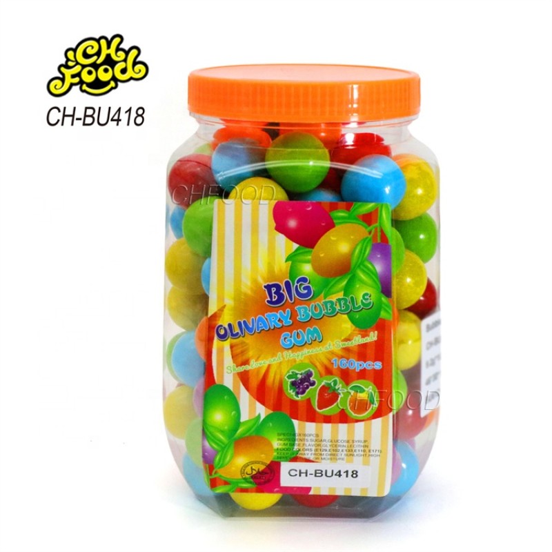 Manufacturer Wholesale OEM Fruit Flavor Ball Bubble Gum Halal Chewing Gum Candy Sweets
