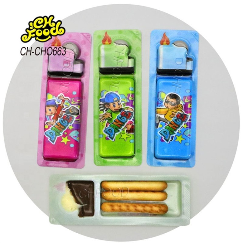 Halal Snack Wholesale and OEM Lighter Shape Chocolate With Biscute Cup Kids Chocolate and Biscuits