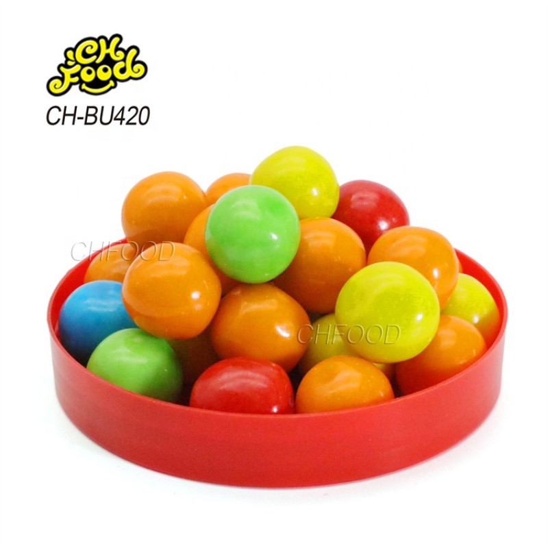Manufacturer Wholesale OEM Fruit Flavor Multi-colored Ball Shape Bubble Gum Halal Chewing Gum Candy Sweets