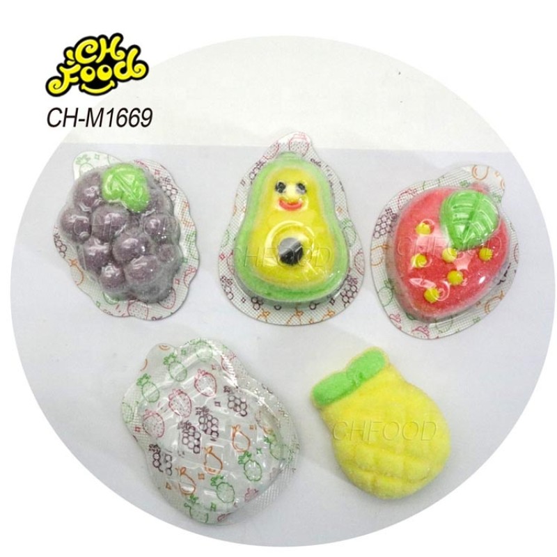 Custom Cute 3d Fruit Shaped Marshmallow Candy Wholesale and OEM Cartoon Shape Halal Sweets Cotton Candy