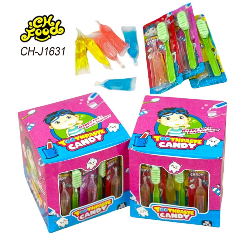 China OEM Halal Toothbrush Lollipop Tablet Hard Candy and Toothpaste Fruit Jelly Jam Liquid Candy Sweets Toy for Kids