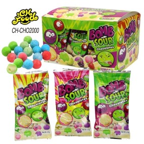 Custom Halal Sour Bomb Chocolates Candy Sweets Ball Wholesale and OEM China Snack for Children