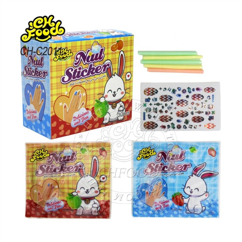 Halal Fruit Flavor CC Stick Candy Straw Sour Powder Candy with Nail Sticker for Kids