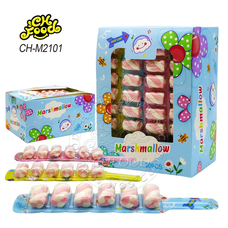 Customization Halal Fruit Flavor Mini Twist Marshmallow Cotton Candy Lollipop Sweets For Kids