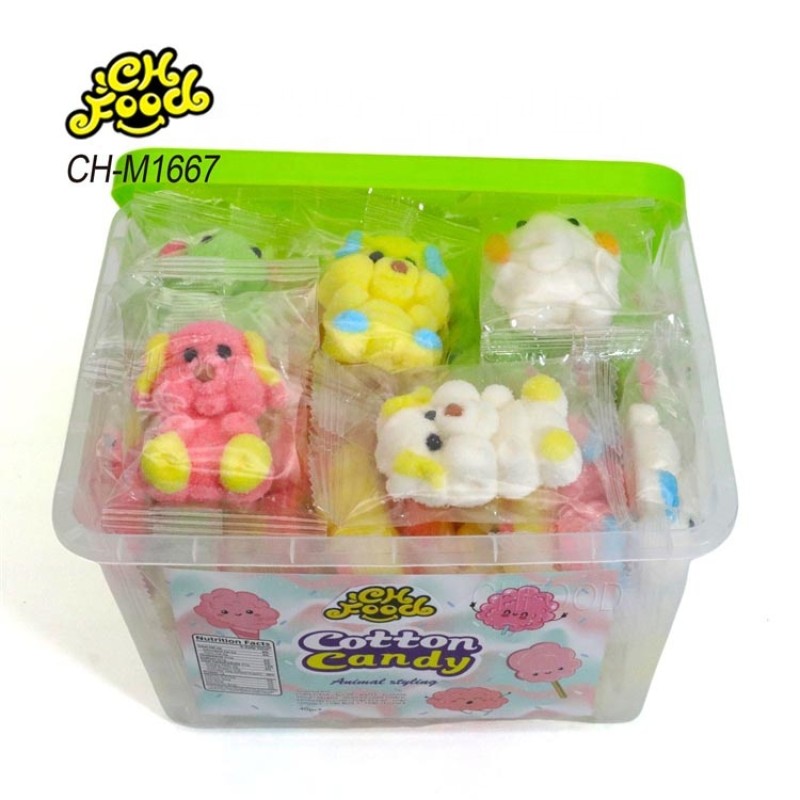 Custom Cute 3D Animal Elephant Dog Mouse Shaped Marshmallow Candy Wholesale and OEM Cartoon Shape Halal Sweets Cotton Candy