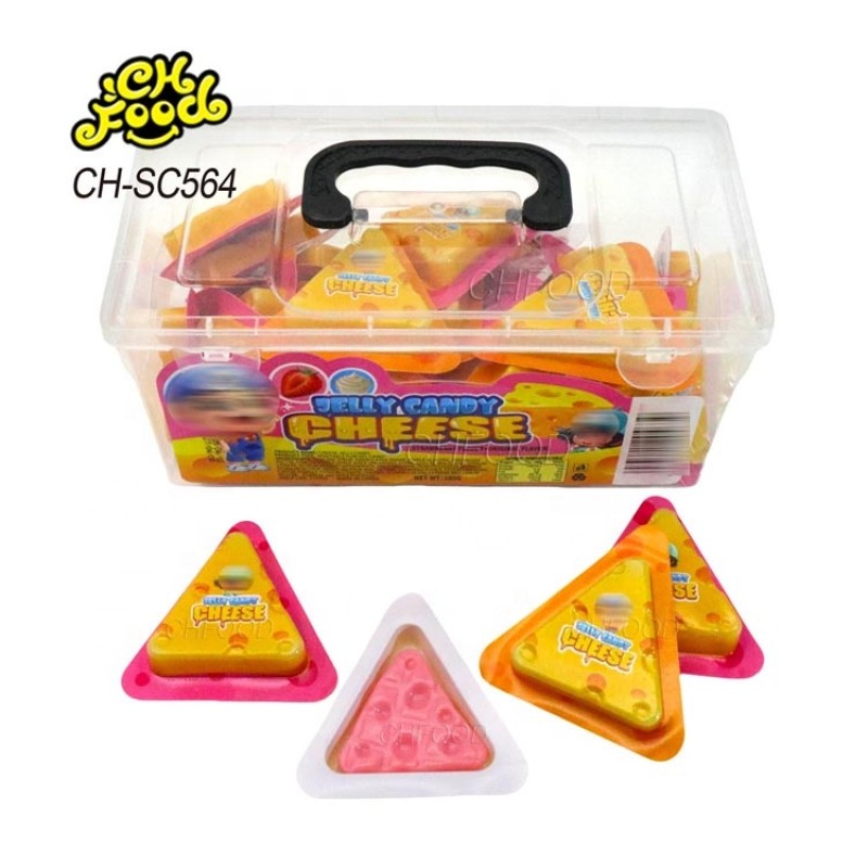 Wholesale New 3 in 1 Fruit Mango Strawberry and Milk Flavor 3d Cheese Shape Gummy Jelly Soft Candy Sweets Snack