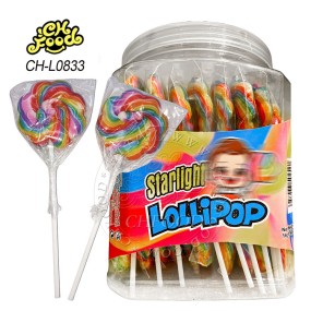 Star Shape Twist Rainbow Lollipop Starlight Candy