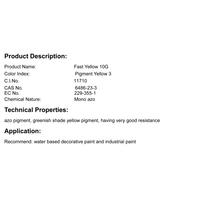 Pigment Yellow 1 Manufacturer - Water-based Ink Fast Yellow 10G