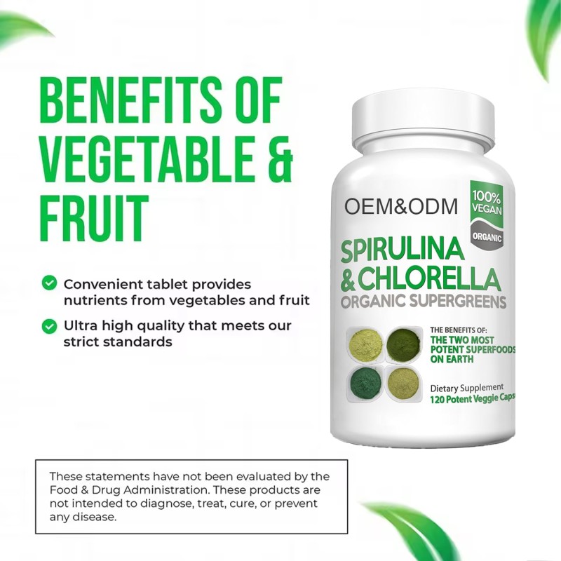 Spirulina Tablet Supplement Factory - High Protein Bottle Packaging Small MOQ