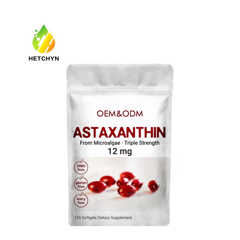 Astaxanthin Softgel Capsules Supplier - 12mg Skin Whitening Omega 3 Custom