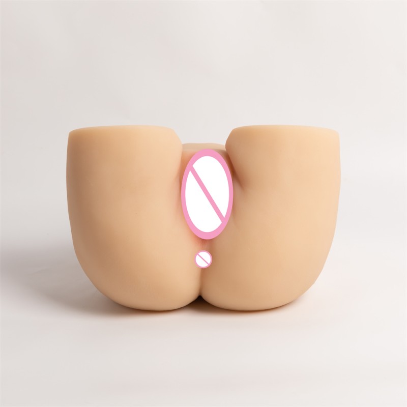 Simulated Big Ass Artificial Flesh Male Masturbation Toy with Dual Stimulation Channels Vibration Waterproof
