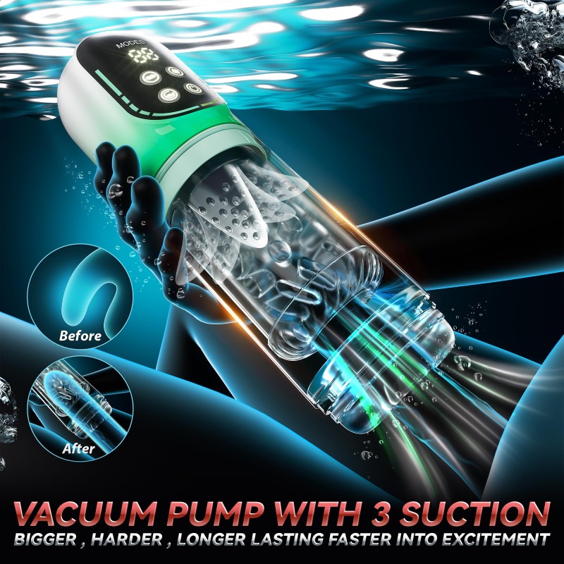 Fully Waterproof IPX7 Automatic Man Stroker Machines Vacuum Pump Thrusting Rotating Sucking Cup Electric Male Masturbators