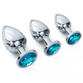 Set of 3 Unique Metal Taper Thread Anal Plug Sex Toys for Adults S/M/L Diamond for Women/Men/Couples