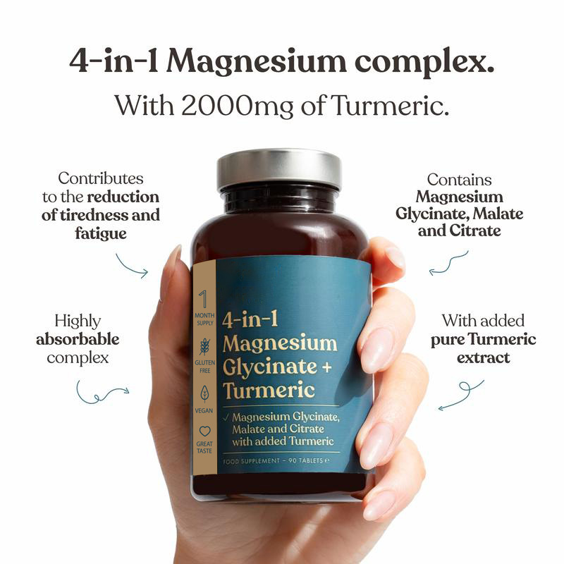In-Stock 4-in-1 Magnesium Glycinate Tablets with Malic Acid and Turmeric for Adults