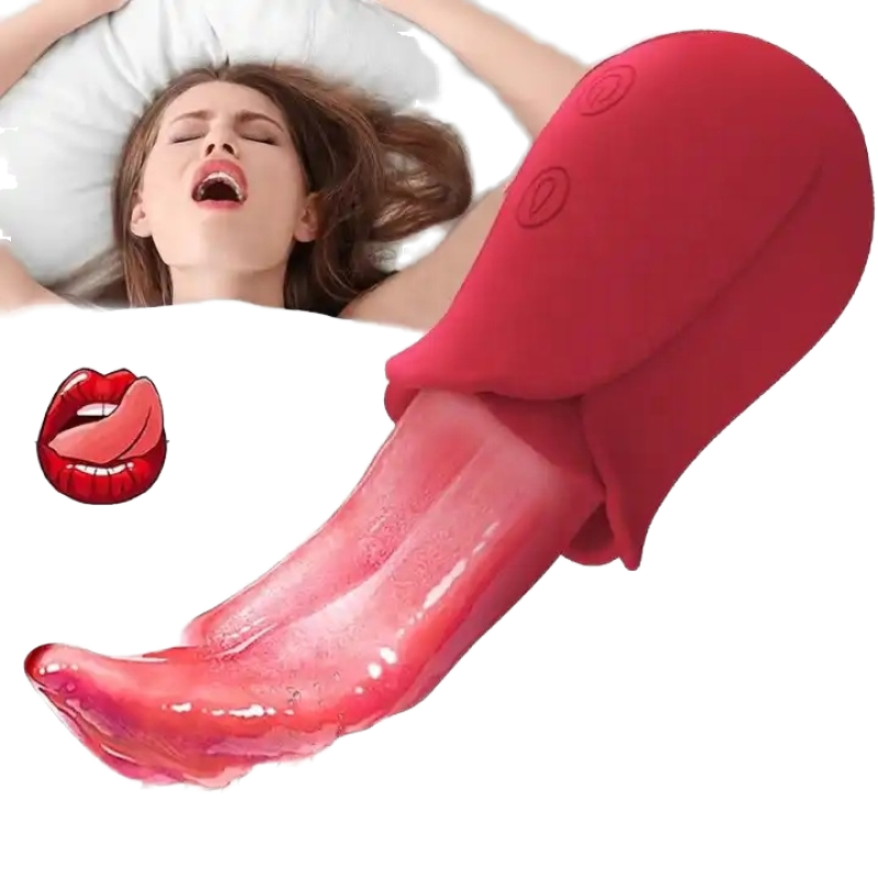 Hot Sale Realistic Tongue Licking Rose Vibrator Adult Female Sex Toys with G-Dot Clitoral Stimulator Nipple Massager