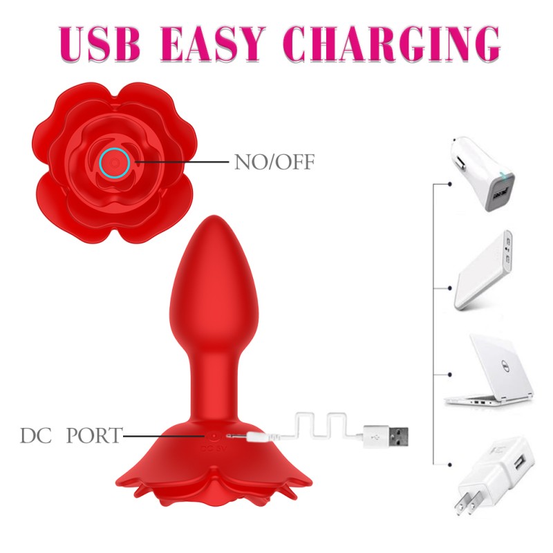 2025 New Arrival Girls Power Rose Shape Silicone Anal Plug Colorful Adult Butt Plug Safer Sex Product Sex Toy Box for Women