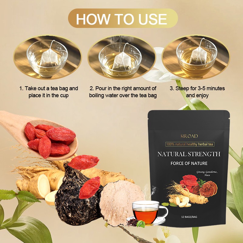 Natural Chinese Herbal Men's Vitality Energy Tea Maca Root Ginseng Wolfberry Fertility Tea Kidney Nourishing Detox Tea