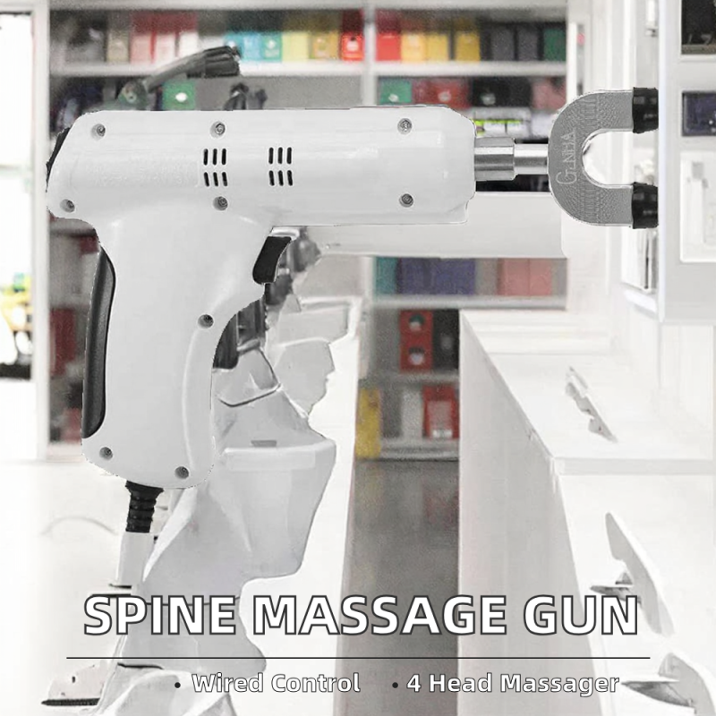 Electric Body Corrector Gun Chiropractor Adjusting Massager for Cervical Thoracic & Lumbar Spine Featuring 4 Massage Heads