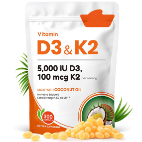 Cross-Border Hot-Selling Vitamin D3&K2 Coconut Oil Soft Capsules Adult Dosage Direct Source Factory