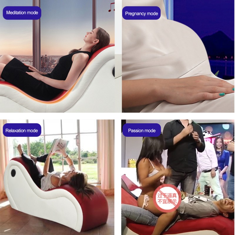 2025 New Style White and Red PU Leather Making Love Position Lounge S Shape Sex Furniture Tantra Chair for Couples love Sofa