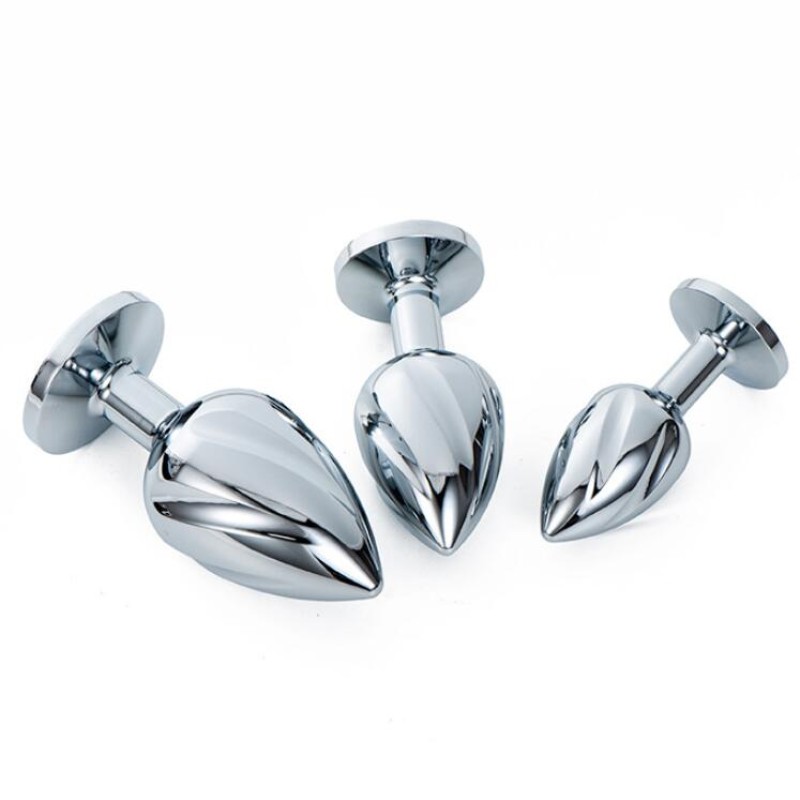 Set of 3 Unique Metal Taper Thread Anal Plug Sex Toys for Adults S/M/L Diamond for Women/Men/Couples