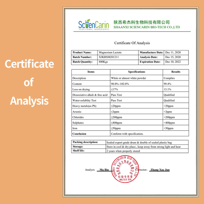 Magnesium Lactate Manufacturer - Food Additive Hot Selling