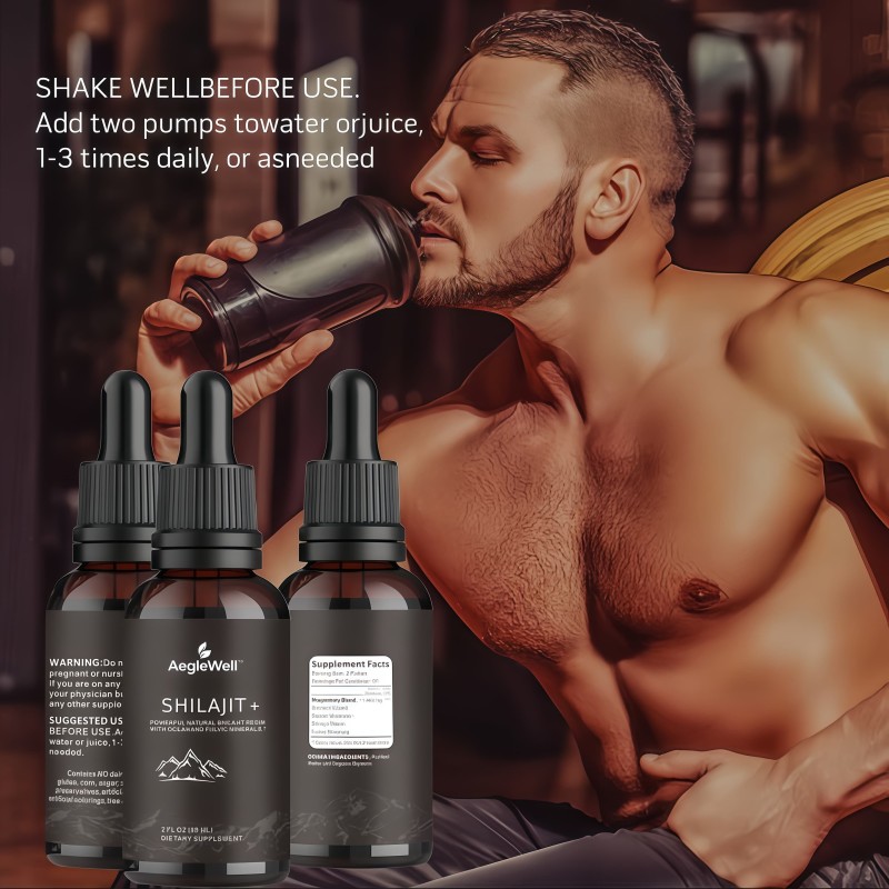 Wholesale AegleWell  Private Label Pure Natural Shilajit Liquid Drops for Men Metabolism Energy Immune Support Shilajit Drops