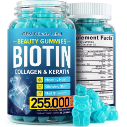 OEM/ODM Private Label Hair Vitamin Gummy Supplements Vegan Biotin Collagen Gummies with Biotin and Vitamin for Hair Skin Nails