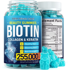 OEM/ODM Private Label Hair Vitamin Gummy Supplements Vegan Biotin Collagen Gummies with Biotin and Vitamin for Hair Skin Nails