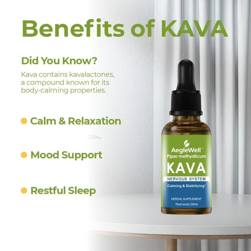 AegleWell  Kava Drops Calming Kava Extract With Chamomile and Lavender Adaptogen Drops Mood Support Supplement With Kava Root