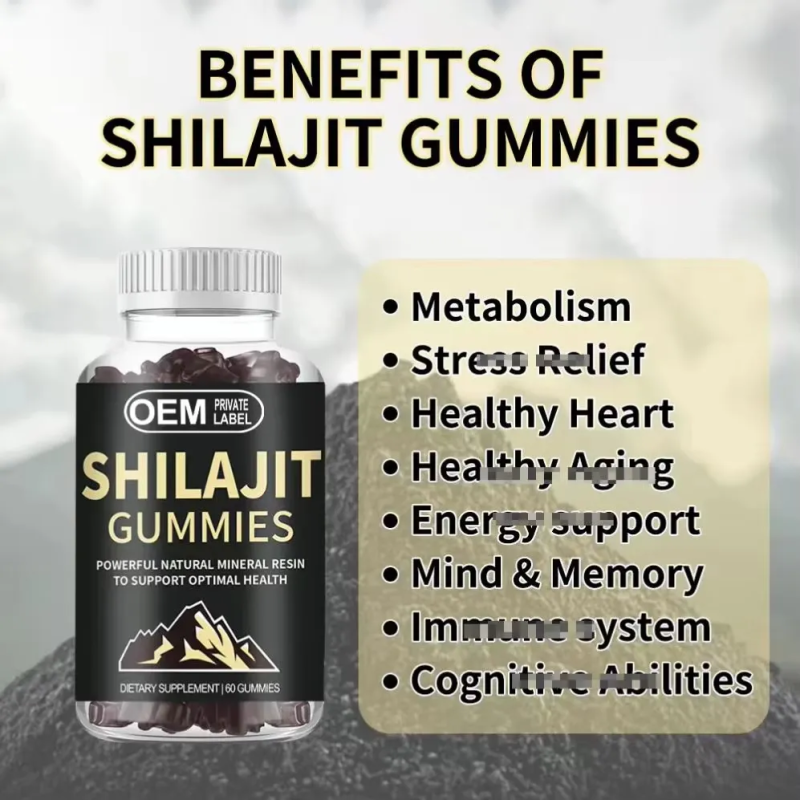 OEM ODM Shilajit Gummies 5 in 1 Supplement with Chaga Mushroom and Ashwagandha With Vitamins Private Label